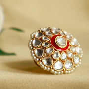 Heritage Polki Statement Ring with Red Enamel Center