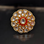 Heritage Polki Statement Ring with Red Enamel Center