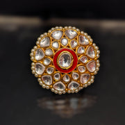 Heritage Polki Statement Ring with Red Enamel Center