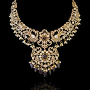 Victorian Peacock Motif Heavy Short Necklace with Intricate Design