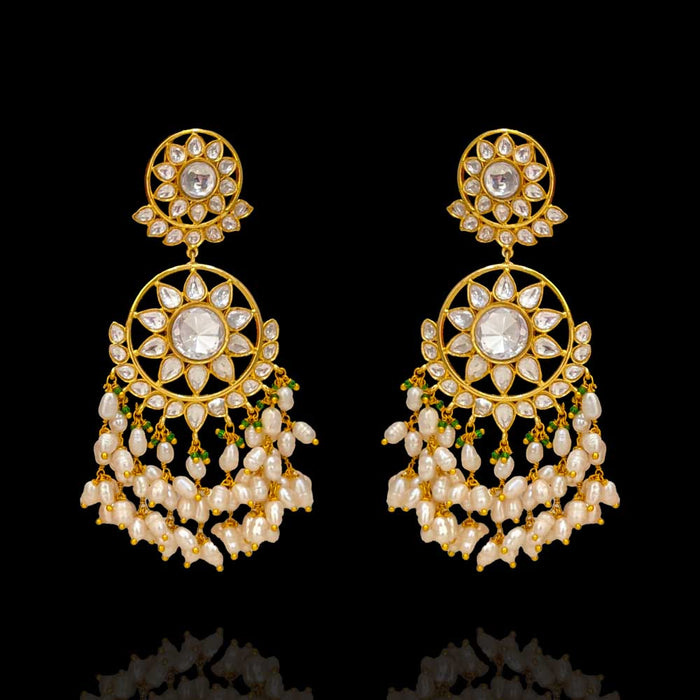 Light Breezy Rice Pearls Chandbali Guttupusali Earrings Model