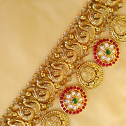 Long Kasu Haram Design with Divine Lakshmi Motif