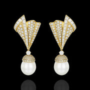 Luxurious Pearl Drop Earrings with Diamond look Stones