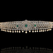 Magnificent Heavy Diamond Look Vaddanam with Hanging Pearls