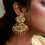 Majestic CZ Kundan Chandbali Earrings with Ruby & Emerald Accents