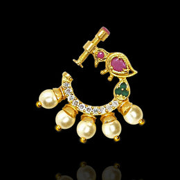 Majestic Exuberant Peacock Inspired Gold Plated Bridal Nath Design