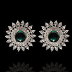 Majestic Luxury Stud Earrings with Marquis CZ Diamonds & Emeralds