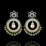 Modern Emerald Look Pearl Chandbali Earrings