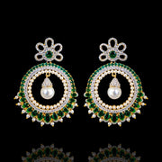 Modern Emerald Look Pearl Chandbali Earrings