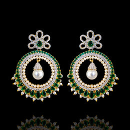 Modern Emerald Look Pearl Chandbali Earrings