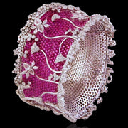 Pave Setting Ruby Look Cuff Statement Bracelet with Diamond Look