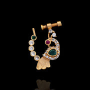 Peacock Motif Antique Nath with 18K Gold Polish