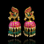 Peacock Motif Kundan Polki Look Jhumka Earrings Design