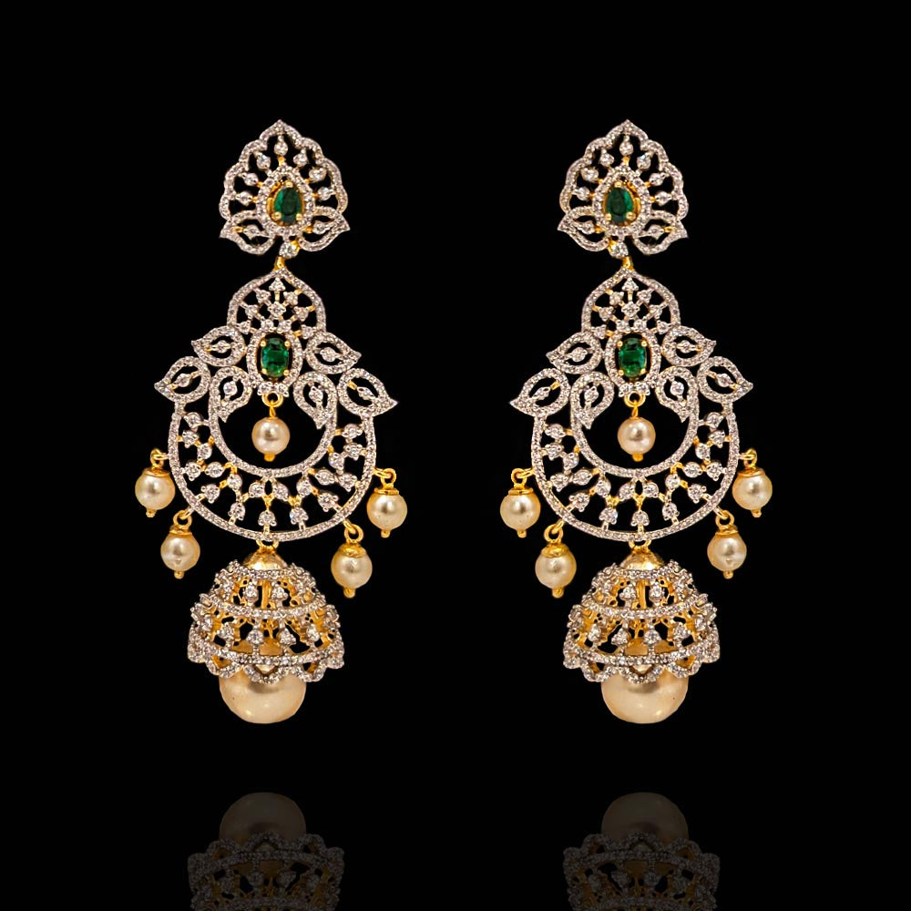 Pearl Cascade Elegance -  Detachable Jhumkas Designs 