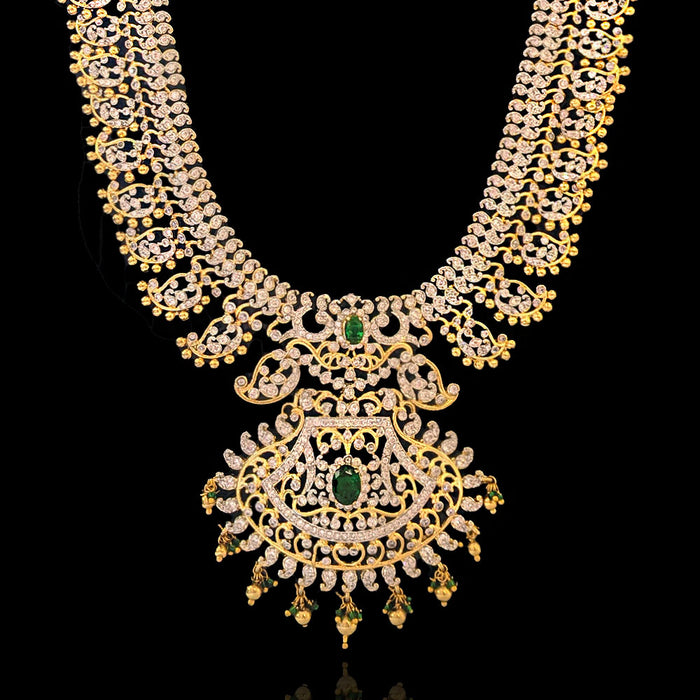 Pellikuthuru Bridal Diamond Look Long Haram + Earrings Set