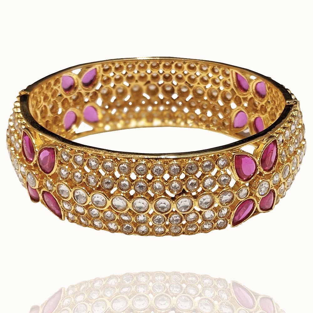 Polki Bangle with a Pink Spring Splendor – Sneha Rateria Store