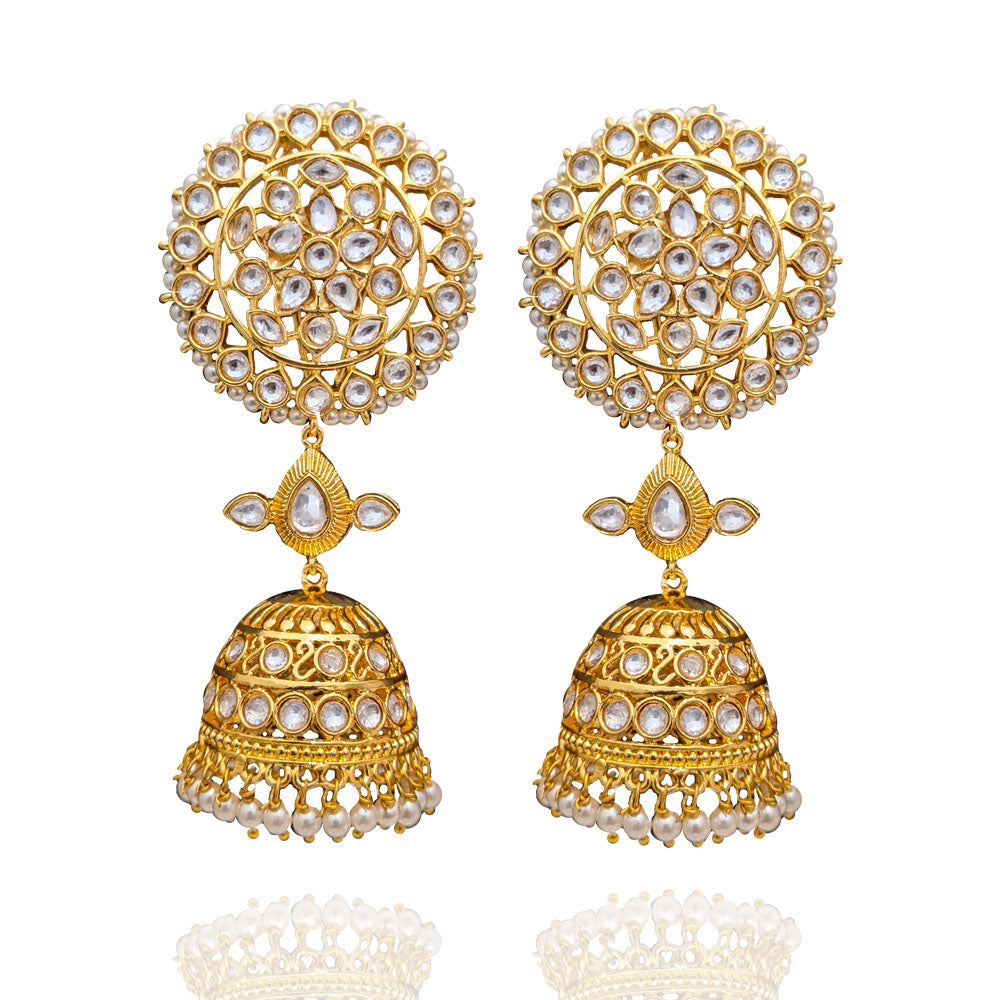 Polki Diamond Look Buttalu Bridal Jhumka Earrings