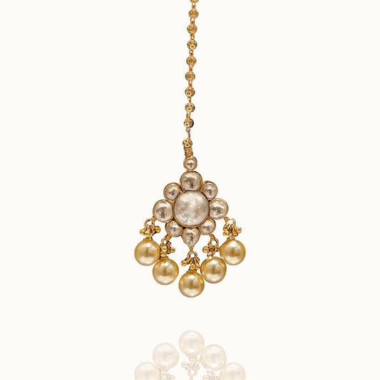 CZ Polki Mangtikka with pearls