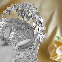 Pure Silver Look Ornate Platter for Showcase & Elegant Gifting