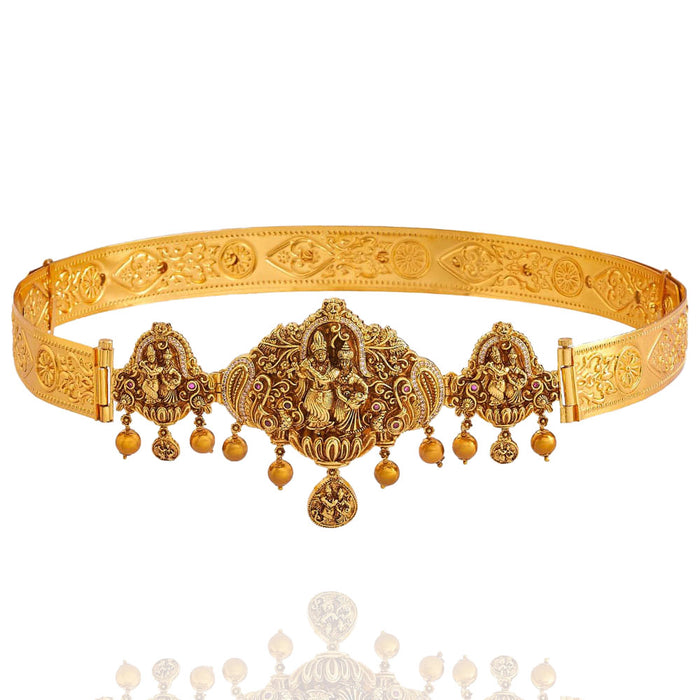 Radha Krishna Temple Vaddanam Design with 18K Gold Polish
