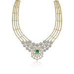  CZ Diamond Necklace with floral bloom
