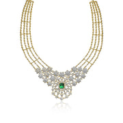  CZ Diamond Necklace with floral bloom