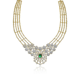  CZ Diamond Necklace with floral bloom