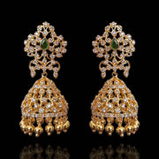 Diamond Look Jhumkas with Golden Balls