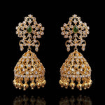 Diamond Look Jhumkas With Golden Balls