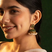 Radiant Reverie - Uncut Green Emerald Stone Jhumkas