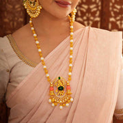 Rare Ganesha Pendant Necklace with Gold Plating & Red Corals