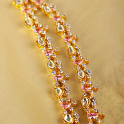 Royal Emerald and Polki Look Triple Layer Bridal Necklace in 92.5 Silver with Gold Plating