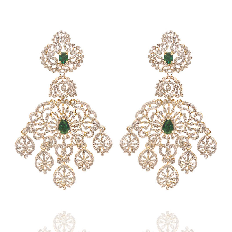 Emerald & Diamond Look Bridal Earrings
