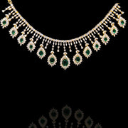 Regal Emerald Drop Diamond Look Choker Necklace in 18K Gold Polish