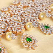 Emerald Pearl Diamond Look Choker