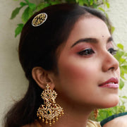 Regal Filigree Gold-Plated Jada Hair Clip with CZ Border