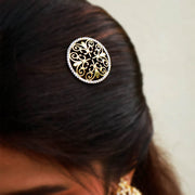 Regal Filigree Gold-Plated Jada Hair Clip with CZ Border