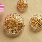 Regal Filigree Gold-Plated Jada Hair Clip with CZ Border