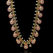 Regal Kasu Lakshmi Mala with Polki CZ and Pearl Detailing