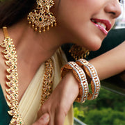 Regal Kundan CZ Statement Kada Bangle in Gold Polish