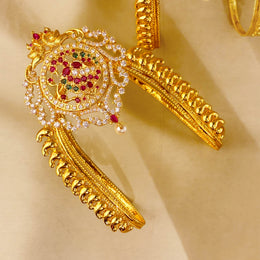 Regal South Indian Peacock Ruby Emerald Diamond Look Bridal Vanki Bajubandh