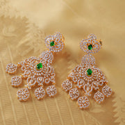Regal Emerald Brilliance- Exquisite Diamond Look Bridal Earrings
