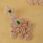 Regal Emerald Brilliance- Exquisite Diamond Look Bridal Earrings