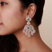 Regal Emerald Brilliance- Exquisite Diamond Look Bridal Earrings