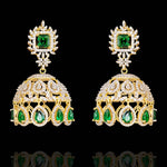 Three-Strand Sparkling CZ Necklace + Earrings SET with Emerald Drops