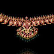 Reversible Mango Mala Haram Design With CZ Polki & 18K Gold Polish