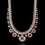 Rich Ruby Diamond Look Long Haram Necklace Design