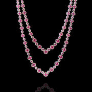 Rich Ruby Red Stone Double Layer Long Necklace Design