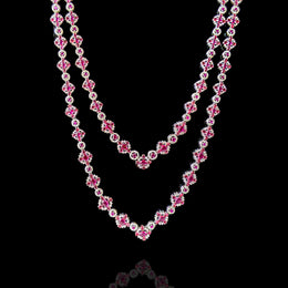 Rich Ruby Red Stone Double Layer Long Necklace Design
