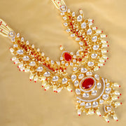 Rich 18k Gold Polish CZ Polki Heavy Bridal Choker Necklace
